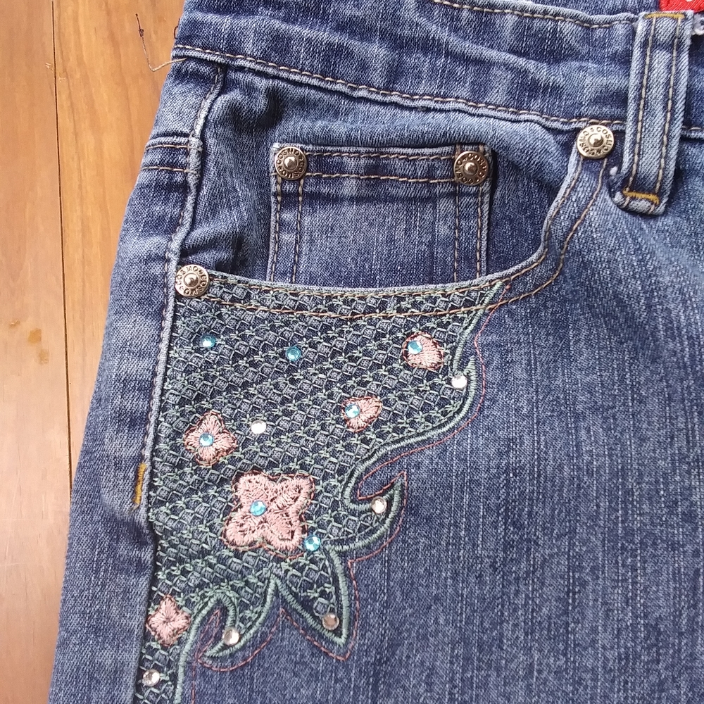 Cosmo Embroidered Embellished Stretch wide leg